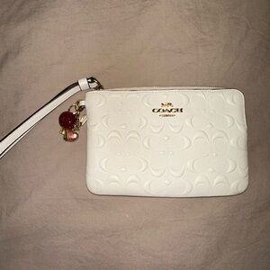 Coach White Wristlet Bag